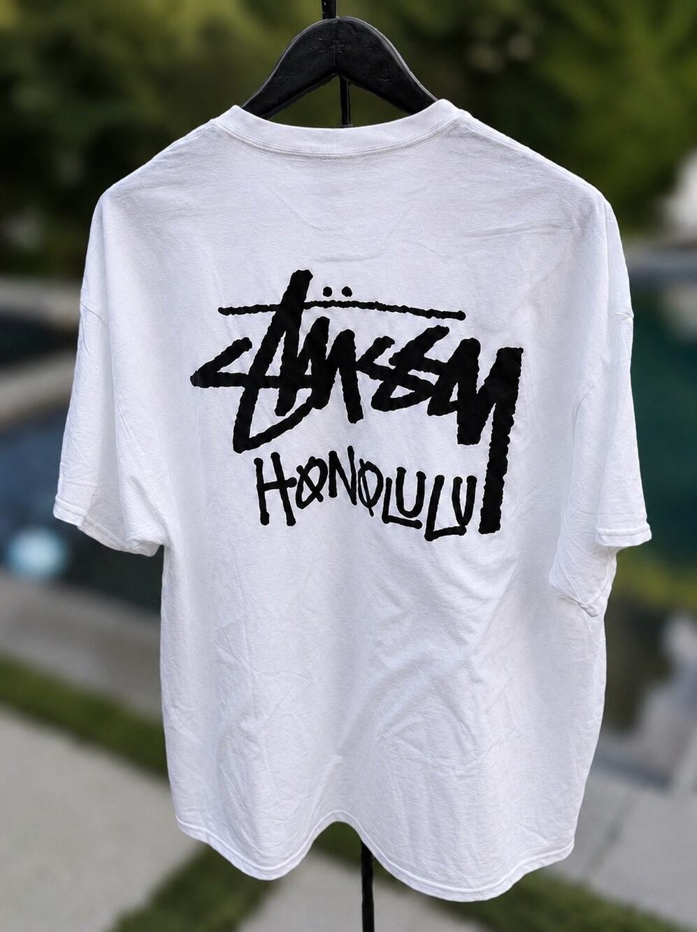 Stussy Honolulu T Shirt White Black Logo Graphic XXL NWOT Cut Tag